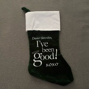 Christmas Stocking forest Green with White letters and trim